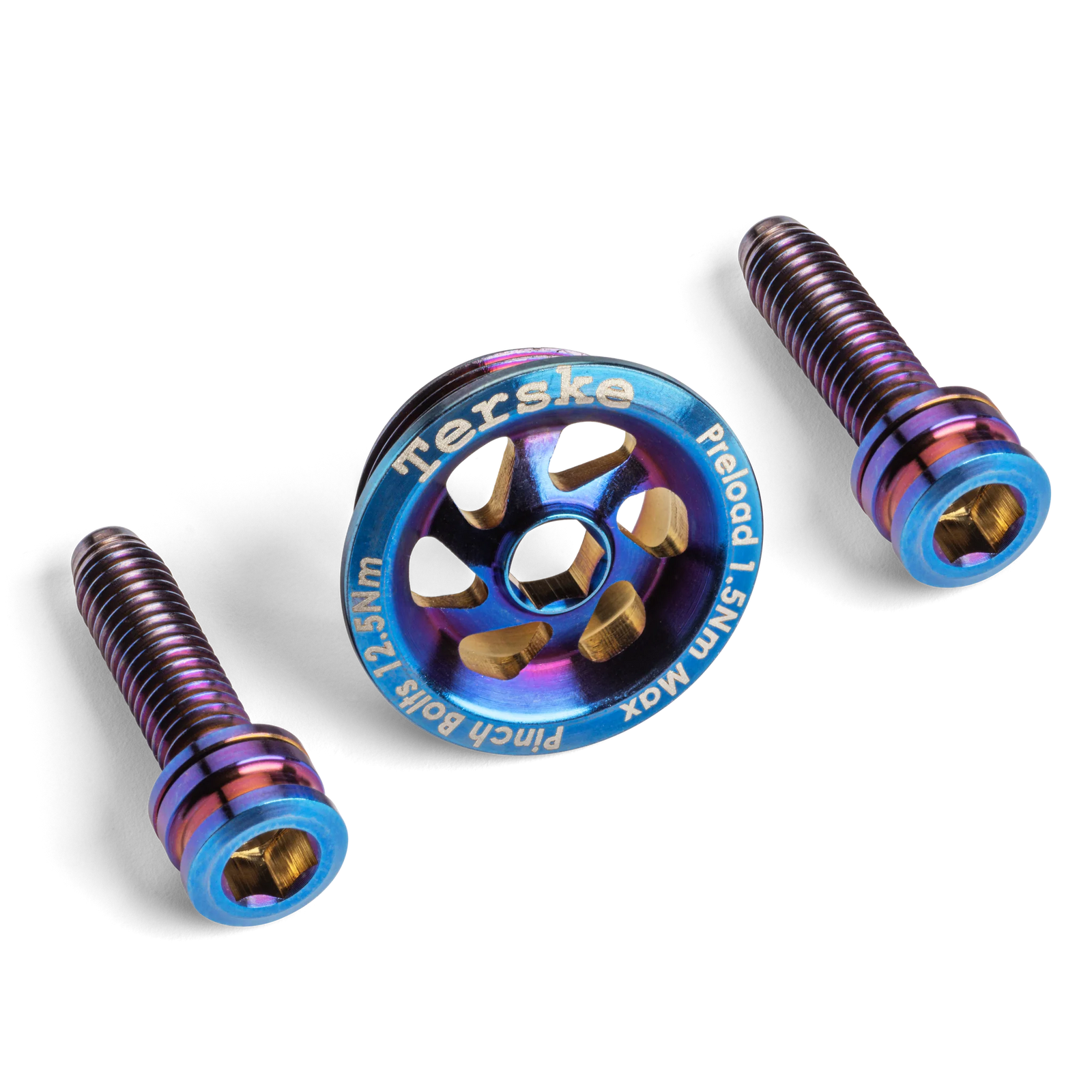 Terske Burnt Blue Titanium Upgrade Kit for Shimano Hollowtech II Cranksets
