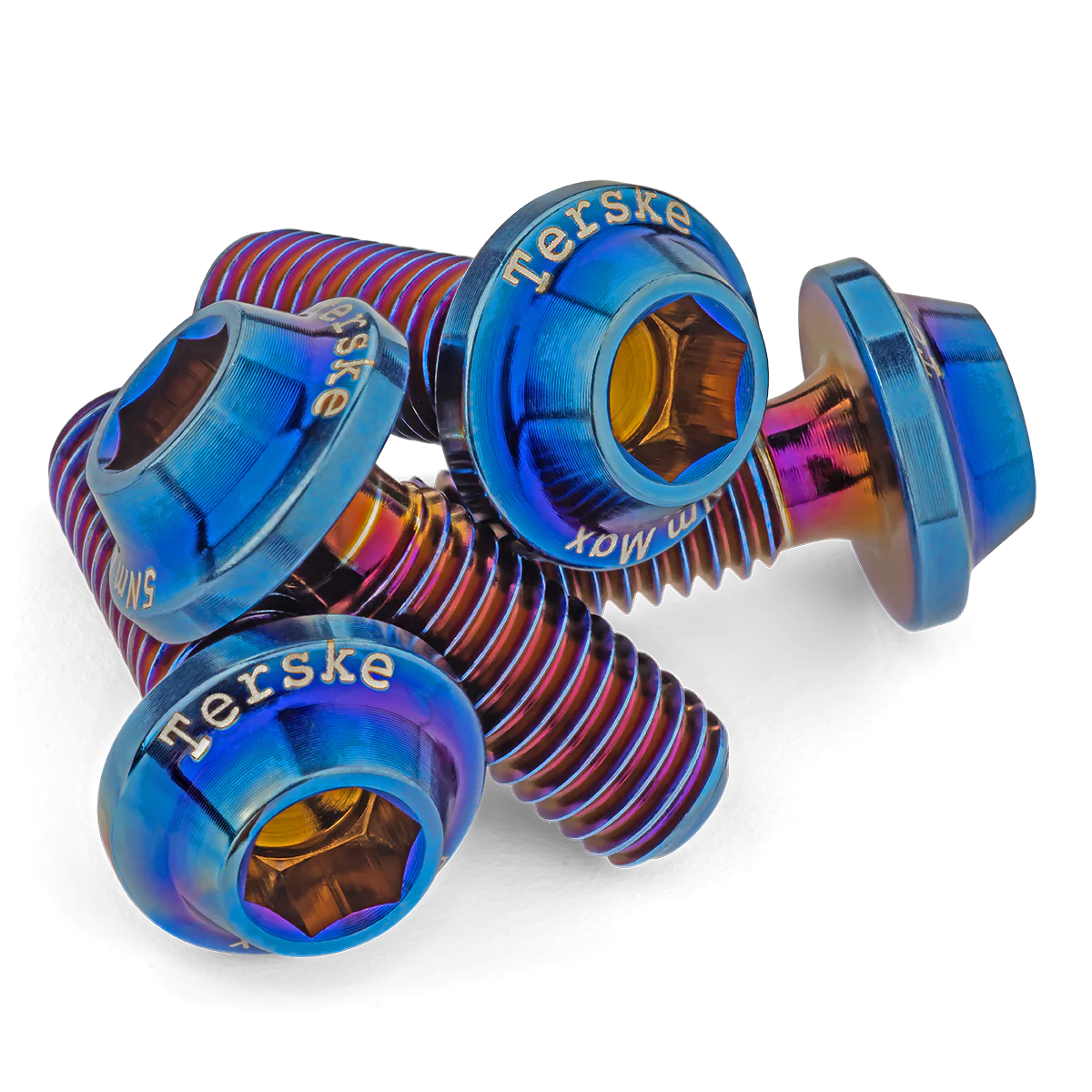 Terske Low Profile Burnt Blue Titanium Bottle Cage Bolts