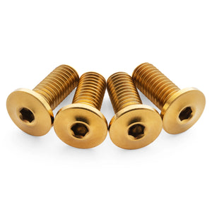 Terske Ultra-Low Profile Gold Titanium Bottle Cage Bolts x4