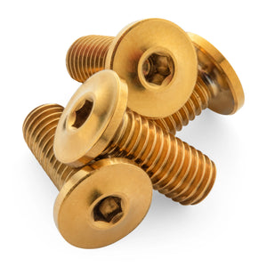 Terske Ultra-Low Profile Gold Titanium Bottle Cage Bolts x4